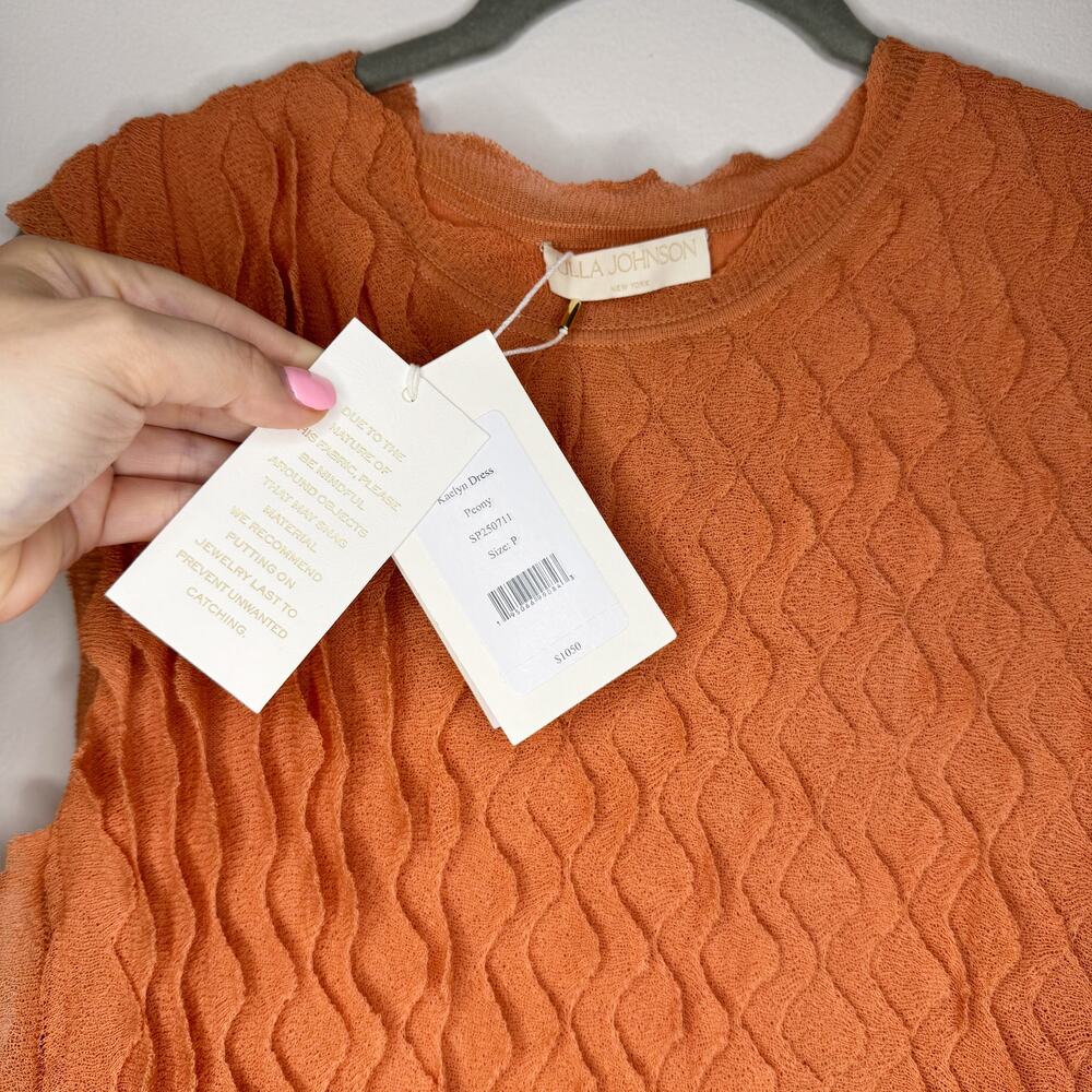 Ulla Johnson Kaelyn Ruffle Scallop Orange Knit Long Maxi Dress P / XS NWT - Picture 5 of 8